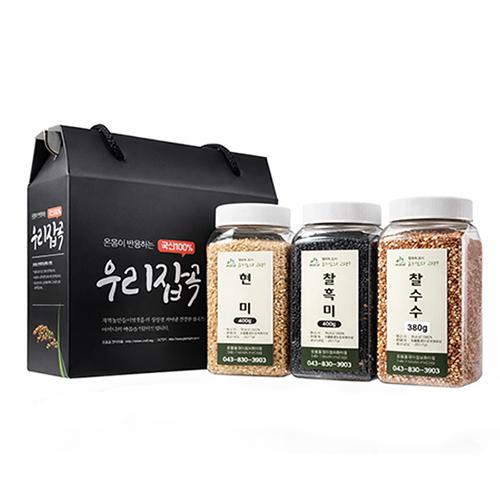 [둔율올갱이마을] 잡곡3종세트 (현미400g+찰수수380g+찰흑미400g)